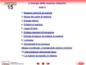 Spontaneità reazione Spontaneità reazione