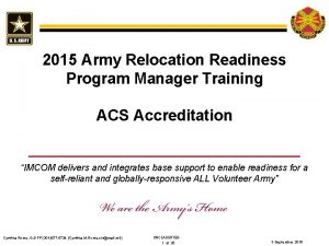 2015 Army Relocation Readiness Program Manager Training ACS