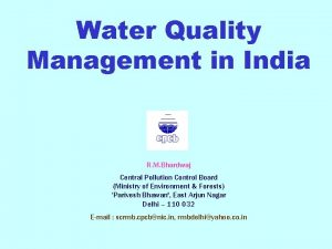 Water quality management in india
