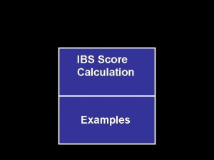 Ibs scoring system
