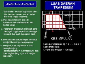 LUAS DAERAH TRAPESIUM LANGKAHLANGKAH 1 Gambarlah sebuah trapesium