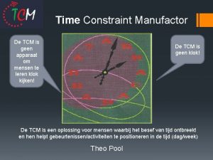 Time Constraint Manufactor De TCM is geen apparaat