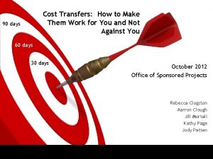 Cost Transfers How to Make Them Work for