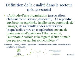 Dfinition de la qualit dans le secteur mdicosocial