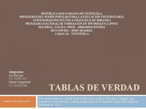 REPBLICA BOLIVARIANA DE VENEZUELA MINISTERIO DEL PODER POPULAR
