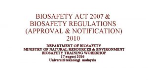 Biosafety act 2007