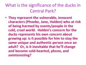 Why are the ducks important to holden
