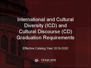 International and Cultural Diversity ICD and Cultural Discourse