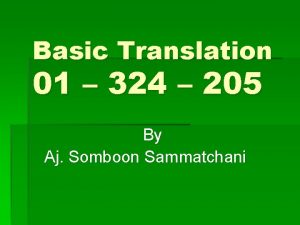 Basic Translation 01 324 205 By Aj Somboon