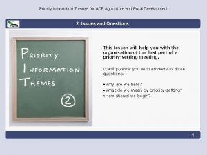 Priority Information Themes for ACP Agriculture and Rural