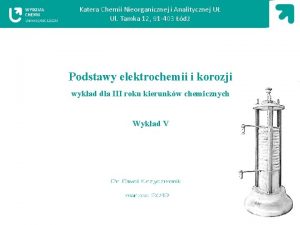 Katera Chemii Nieorganicznej i Analitycznej U Ul Tamka