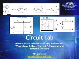 Vbat Circuit Lab Practice 10Kirchhoffs VoltageCurrent Laws Wheatstone