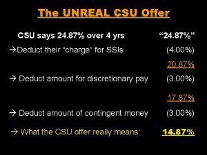 The UNREAL CSU Offer CSU says 24 87