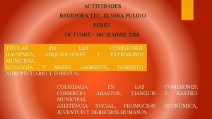 ACTIVIDADES REGIDORA TEC ELVIRA PULIDO PREZ OCTUBRE DICIEMBRE