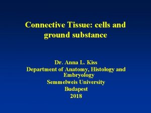 Connective Tissue cells and ground substance Dr Anna