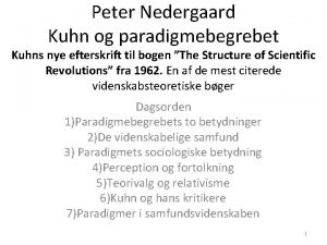 Peter Nedergaard Kuhn og paradigmebegrebet Kuhns nye efterskrift