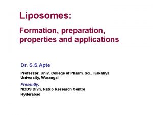 Liposomes Formation preparation properties and applications Dr S