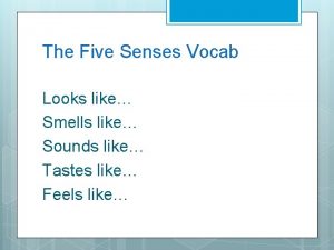 The Five Senses Vocab Looks like Smells like