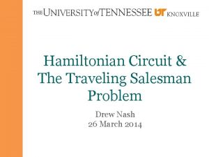 Hamiltonian Circuit The Traveling Salesman Problem Drew Nash