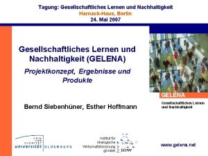 Tagung Gesellschaftliches Lernen und Nachhaltigkeit HarnackHaus Berlin 24