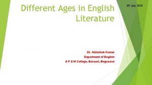 Different ages of english literature