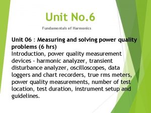 Unit No 6 Fundamentals of Harmonics Unit 06