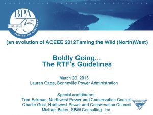 an evolution of ACEEE 2012 Taming the Wild