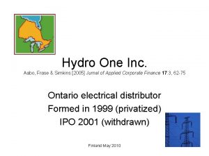 Hydro One Inc Aabo Frase Simkins 2005 Jurnal