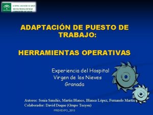 ADAPTACIN DE PUESTO DE TRABAJO HERRAMIENTAS OPERATIVAS Experiencia