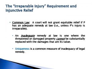 The Irreparable Injury Requirement and Injunctive Relief Common