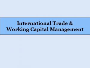 Trade working capital
