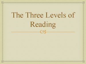 The three levels of reading