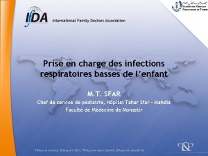 Prise en charge des infections respiratoires basses de