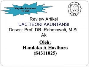 Magister Akuntansi FE UNS Review Artikel UAC TEORI