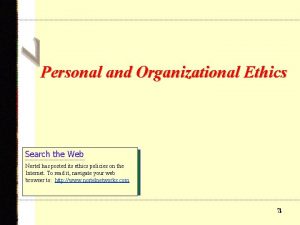 Personal and organizational ethics