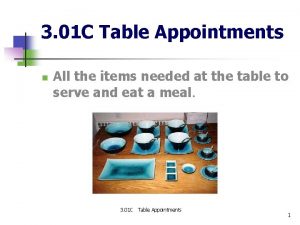 Classification of table appointments