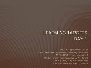 Knowledge targets examples