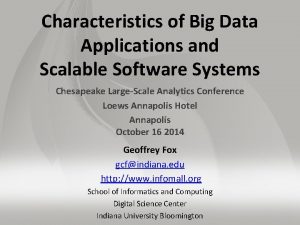 Characteristics of big data applications