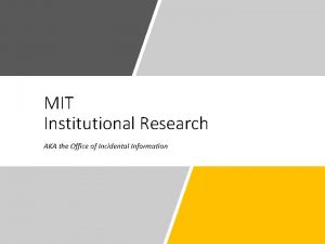 Mit institutional research