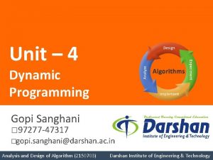 Unit 4 Dynamic Programming Gopi Sanghani 97277 47317