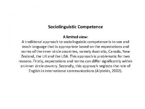 Example of sociolinguistic competence