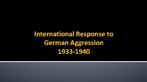 International response to german aggression