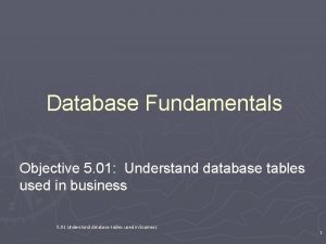 Database Fundamentals Objective 5 01 Understand database tables