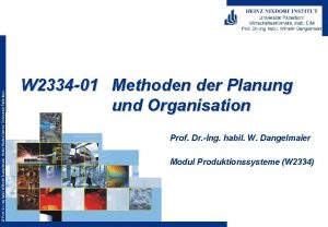 Prof Dr Ing habil Wilhelm Dangelmaier Heinz Nixdorf