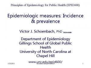 Principles of Epidemiology for Public Health EPID 600