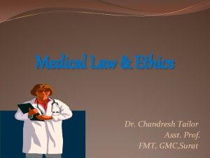 Medical Law Ethics Dr Chandresh Tailor Asst Prof