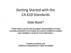 How to write california eld standards