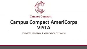 Campus Compact Ameri Corps VISTA 2019 2020 PROGRAM