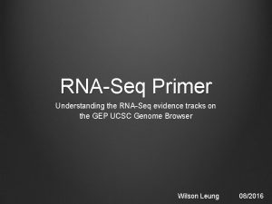 RNASeq Primer Understanding the RNASeq evidence tracks on