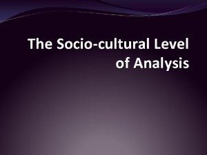 Sociocultural level of analysis